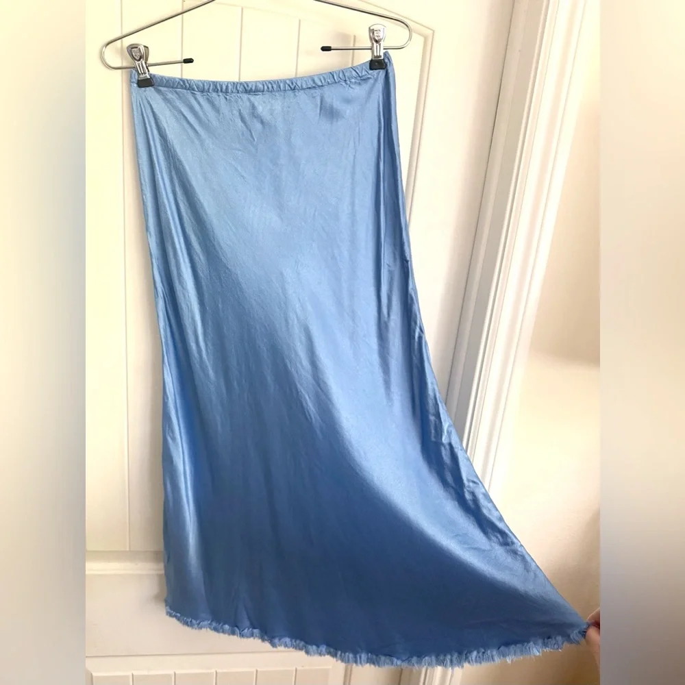 Pharaoh Collection Riley Skirt Vintage Satin Periwinkle Blue Midi Size 1 Small - Picture 7 of 11